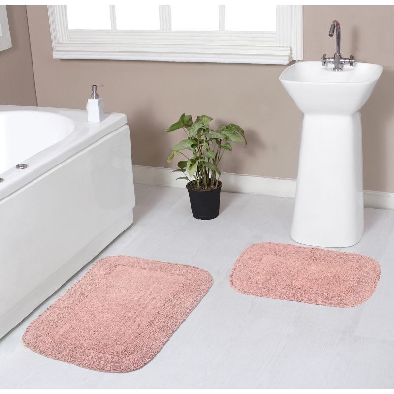 Radiant Collection Cotton Ruffle Pattern Tufted Set of 2 Bath Rug Set - Home Weavers, 1 of 5