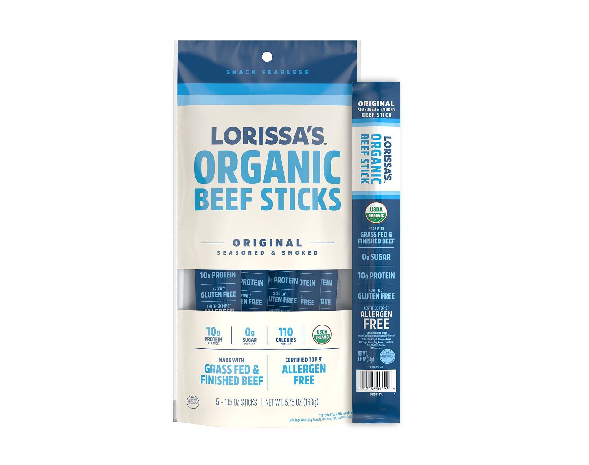 Lorissa's Kitchen Smoke Show Beef Original Meat Sticks - 10g Protein - 1.15oz/5ct
