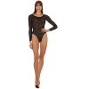 Memoi Women's Madeleine Long Sleeve Stretch Lace Bodysuit Black S - 2 of 4