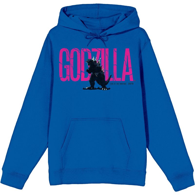 Godzilla Classic Oversized Logo Long Sleeve Blue Women's Hooded Sweatshirt, 1 of 4