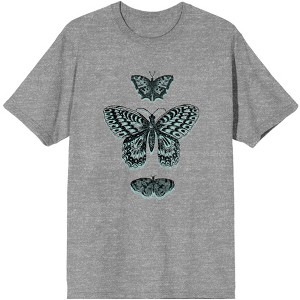 Celestial Tropics Evergreen Butterflies Men's Athletic Heather Gray T-Shirt - 1 of 3