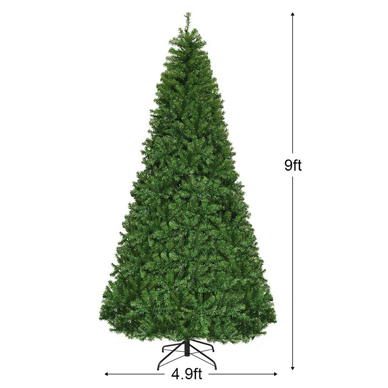 Costway 9Ft Pre-Lit Artificial Christmas Tree Hinged 1000 LED Lights, 3 of 11
