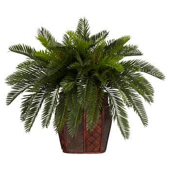 Nearly Natural Double Cycas w/Vase Silk Plant