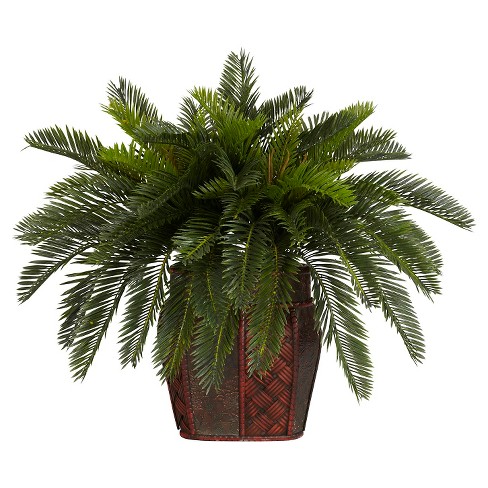 1 Bunch 18 Heads Artificial Silk Plants Cycas Palm Tree Garden Home Decoration 
