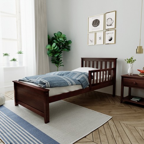 Max & Lily Twin Bed With Single Guard Rail, Espresso : Target