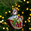 Northlight 5" White and Red Rocking Horse with Gifts Glass Christmas Ornament - 2 of 4