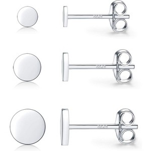925 Sterling Silver Dot Stud Earrings, 2-5mm Small Round Disc, Hypoallergenic for Cartilage & Tragus, Men & Women - 1 of 4