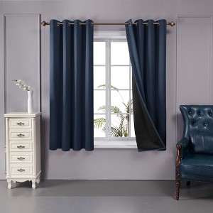 Deconovo 100 Percent Blackout Double Layers Lined Curtain (2 Panel) - 1 of 4