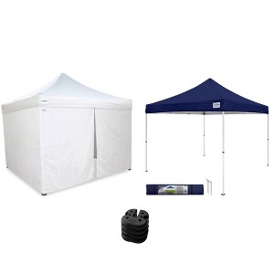Caravan Canopy V-Series 10 x 10' 2 Straight Leg Sidewall Kit & M-Series Pro 2 10 x 10 Foot Shade Tent w/Roller Bag & Set of 4 6-Pound Weight Plates - 1 of 4