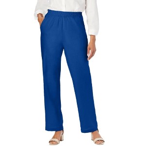 Jessica London Women's Plus Size Lightweight Linen-Blend Straight-Leg Pants - 1 of 4