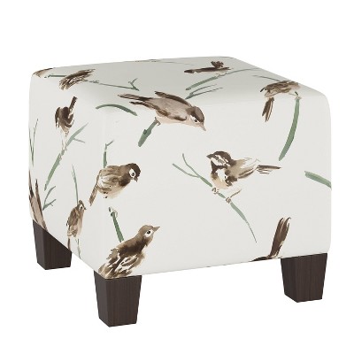 Annie Square Ottoman in Patterns Audobon Cream Green - Skyline Furniture