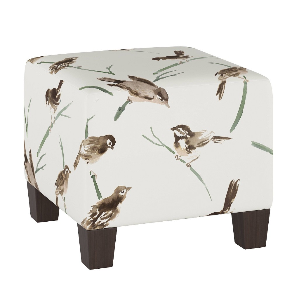 Photos - Pouffe / Bench Skyline Furniture Annie Square Ottoman: Audobon Cream Green, Cushioned Foo