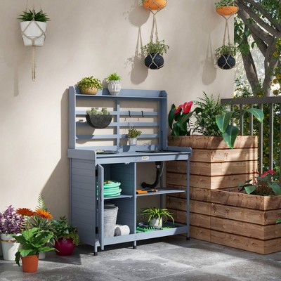VYNXARIA Wooden Potting Bench ¨C Stylish & Functional Outdoor Gardening Station!