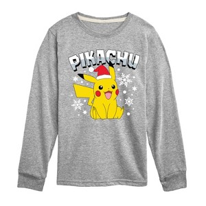 Boys' - Pokémon - Pikachu With Hat Long Sleeve Graphic T-Shirt - 1 of 4