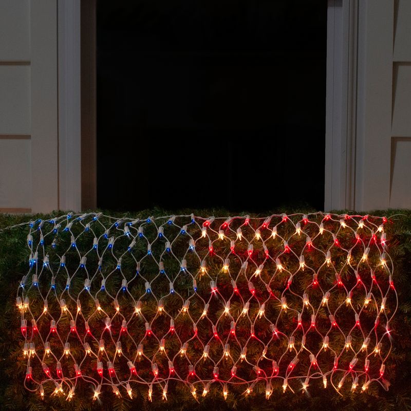 Northlight 2' x 2.75' Red and Blue American Flag Mini Net Style Lights - White Wire, 2 of 5