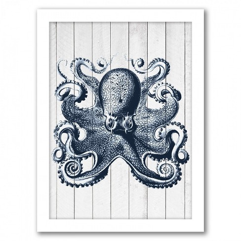 Americanflat Wood Vintage Octopus By Samantha Ranlet White Frame Wall Art Target