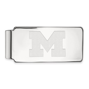 Black Bow Jewelry 14k White Gold Michigan Wolverines NCAA Money Clip - 1 of 3
