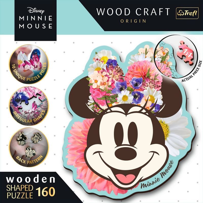 Trefl Disney Minnie Mouse Wood Puzzle 160 pc: Jigsaw, Creative Thinking, Animals Theme, Eco-Friendly Packaging, 1 of 5