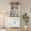 Coucheta 2-Pack 72" Farmhouse Coffee Bar Cabinet with Storage Drawers & Glass Doors, Kitchen Storage for Dining Room - 3 of 4