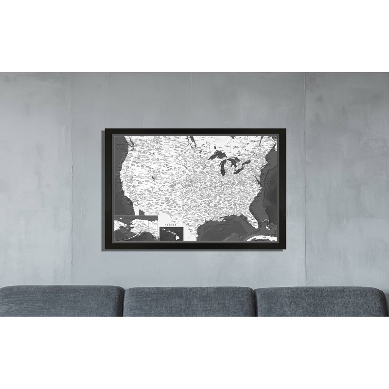 Home Magnetics Standard Modern US Map - Black/Distressed, 2 of 5