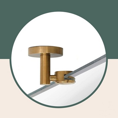 Elegant Beveled 24x36 Frameless Pivot Mirror with Brushed Gold Anchors