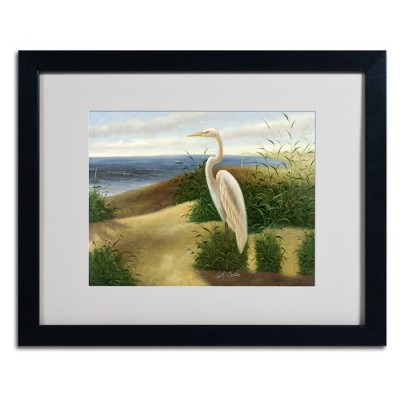 Trademark Fine Art -Victor Giton 'One Heron at the Beach' Matted Framed Art