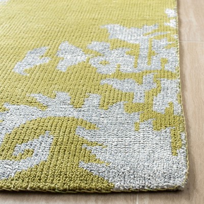Chartreuse Hand-Knotted Wool and Viscose Area Rug