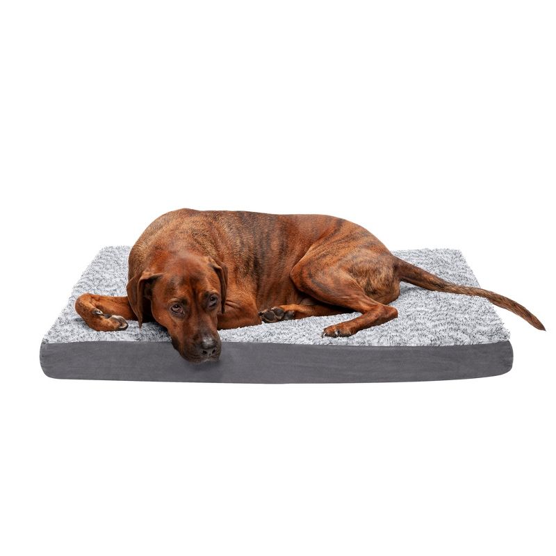 FurHaven Two-Tone Faux Fur & Suede Deluxe Memory Foam Dog Bed, 1 of 4