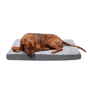 FurHaven Two-Tone Faux Fur & Suede Deluxe Memory Foam Dog Bed