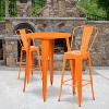 Emma and Oliver Commercial 30" Round Orange Metal Indoor-Outdoor Bar Table Set-2 Cafe Stools - 2 of 4