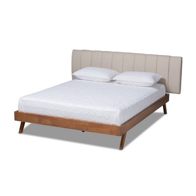 King Brita Walnut Platform Bed Beige - Baxton Studio