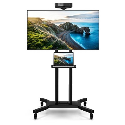 Tangkula Mobile TV Stand for 32-70 inch Flat or Curved TVs up to 110 lbs w/AV Shelf