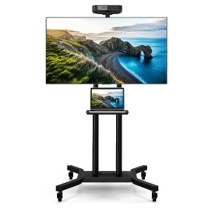 Tangkula Mobile TV Stand for 32-70 inch Flat or Curved TVs up to 110 lbs w/AV Shelf - 1 of 4
