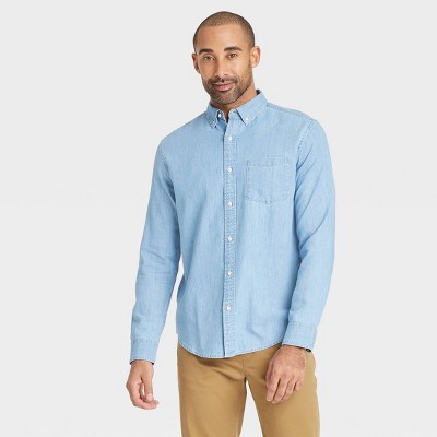 Men's Every Wear Long Sleeve Denim Shirt - Goodfellow & Co™ Blue