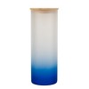 100 North 25 Ounce Frosted Glass Gradient Travel Tumbler With Straw & Wooden Lid, Tabby Cat Paint Splatter Navy Blue - 2 of 4