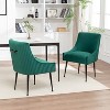 SEYNAR Modern Glam Velvet Black Metal Legs Dining Chair or Vanity Chair Set of 2 with Rear Handle - 3 of 4