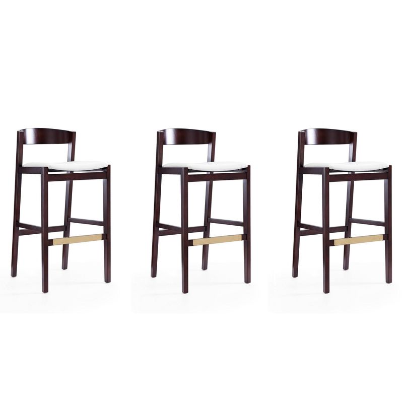 Set of 3 Klismos Upholstered Beech Wood Barstools - Manhattan Comfort, 1 of 9