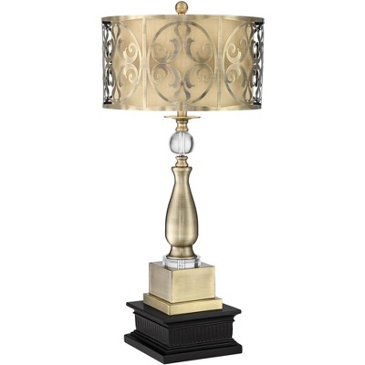 Possini Euro Design Doris Brass Candlestick Table Lamp With Black Square Riser