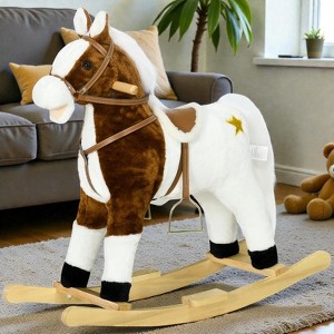 Mshliw Ride-On Rocking Horse Toy for Ages 3–8, Plush Toddler Riding ...