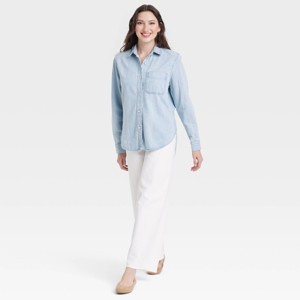 Women's Relaxed Fit Denim Button-Down Shirt - Universal Thread™ - 1 of 3