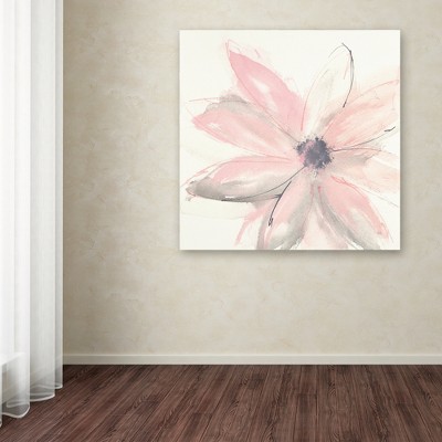 Blush Pink Floral Watercolor Canvas Print, 14" x 14"