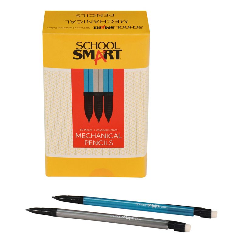 School Smart Mechanical Pencils with Eraser, 0.9 mm Tip, No 2 Lead, Assorted Colors, pk of 50, 4 of 5