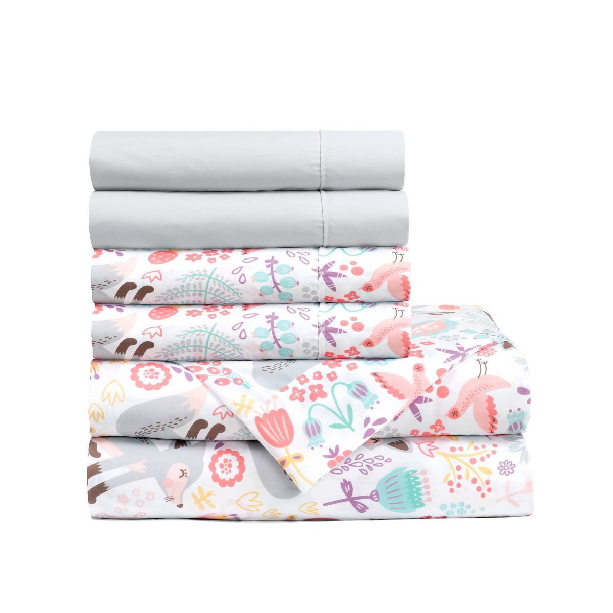 Pixie Fox Soft Sheet Set Gray/Pink - Lush Décor - thumbnail 2
