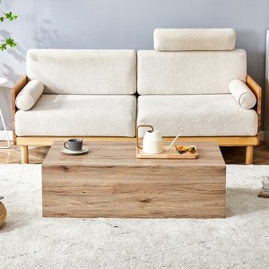 FONTOI Rectangle Coffee Table with Wood Texture Pattern, Side Table for Living Room Bedroom Office, Brown, 23.6"*12"*39.3" - 1 of 4