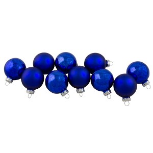 Northlight 10ct Blue 2-Finish Glass Christmas Ball Ornaments 1.75" (40mm) - 1 of 4