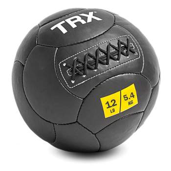 TRX 12 Pound Wall Ball Home Gym Strength Training Weighted Equipment with Non-Slip Exterior for Leveling Up Full Body Workouts, Black (10 Inch)