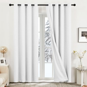 Deconovo 2 Panels Linen Look Blackout Curtains with 8 Grommets, Thermal Insulated Drapes - 1 of 4