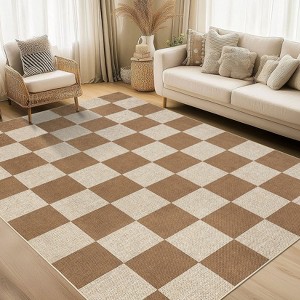 Modern Easy Jute Rug Washable Rug with Non Slip TPR Backing - 1 of 4