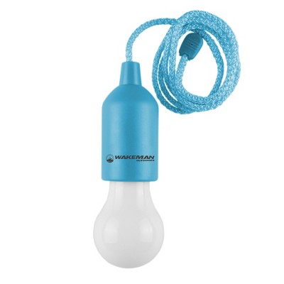 Pull Cord Light-  Portable LED Outdoor/Indoor Hanging Bulb Lantern for Camping, Home Garage, Patio, and Tent Lighting by Leisure Sports (Blue)