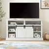 Chic Crate - Mid-Century Media Console with Sliding Doors & Storage - 58" Wide Entertainment Center for Living Room - Vintage White - 2 of 4